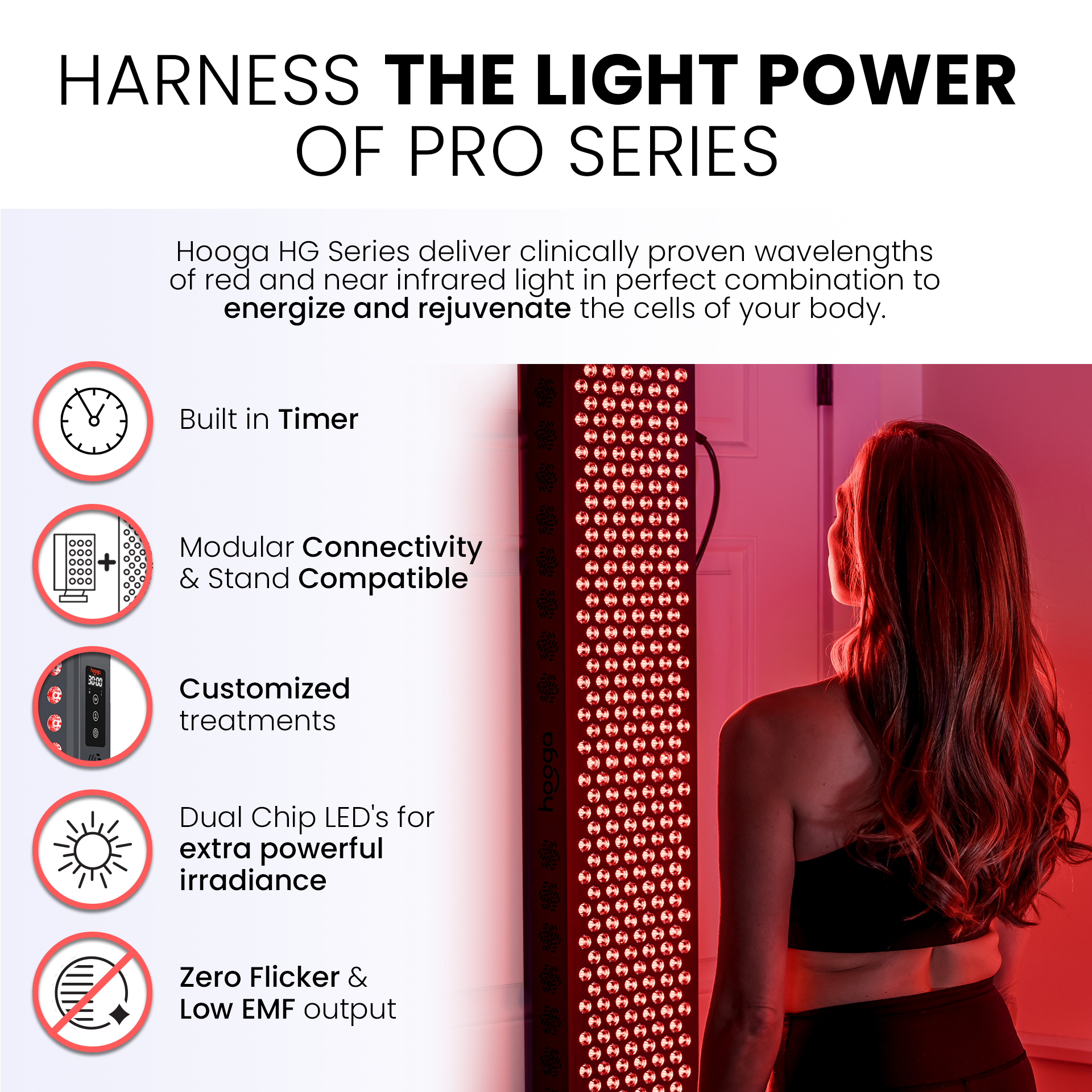 Hooga PRO750 20.4" x 8.6" Red Light Therapy Panel