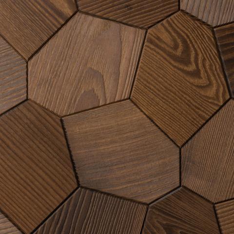 EmotionWood Hexagon Thermo-Ash Brushed Decorative Sauna Wall Panel