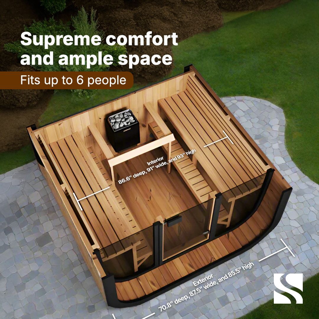 SaunaLife Model CL7G 6 Person Cube Series Outdoor Sauna Kit