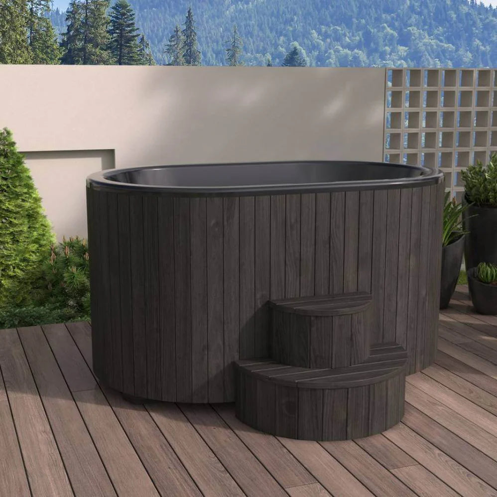 SaunaLife 2-Person Black Thermo-Pine Cold/Hot Plunge Tub - Model S2B