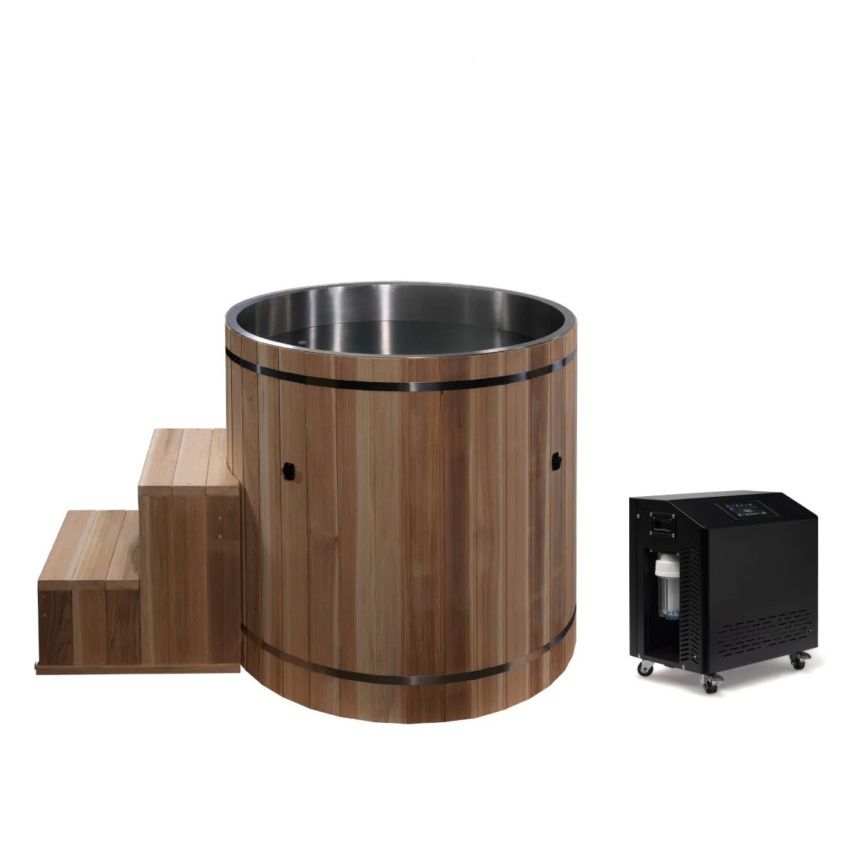 Dynamic Cold Therapy Stainless Steel Plunge Tub with Pacific Cedar