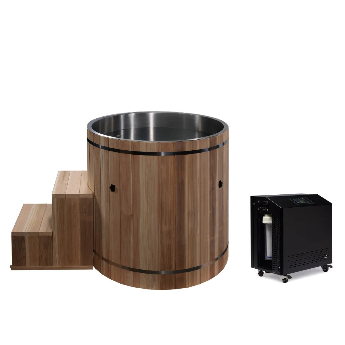 Dynamic Cold Therapy Stainless Steel Plunge Tub with Pacific Cedar