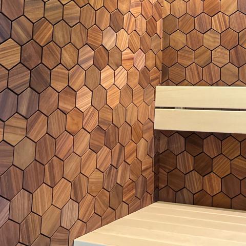 EmotionWood Promenade XL Thermo-Abachi Decorative Sauna Wall Panel