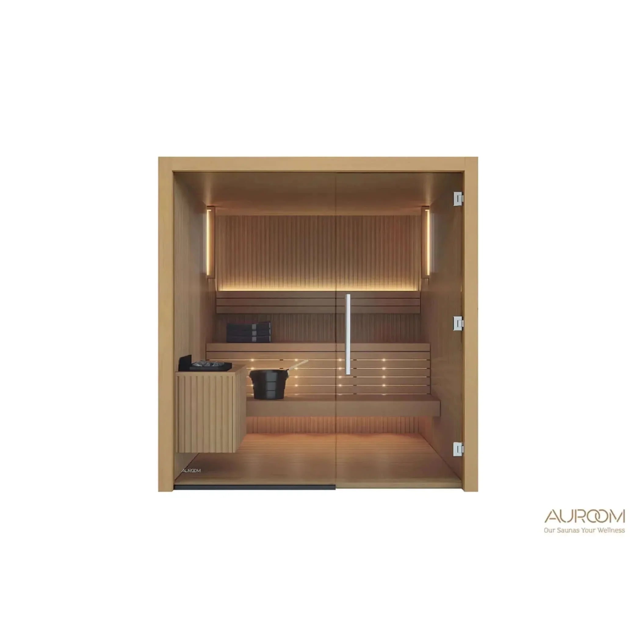 Auroom Sauna 48"D X 71"W (Up to 2 people) / Right / Thermo-Aspen Auroom Libera Wood Cabin Sauna Kit