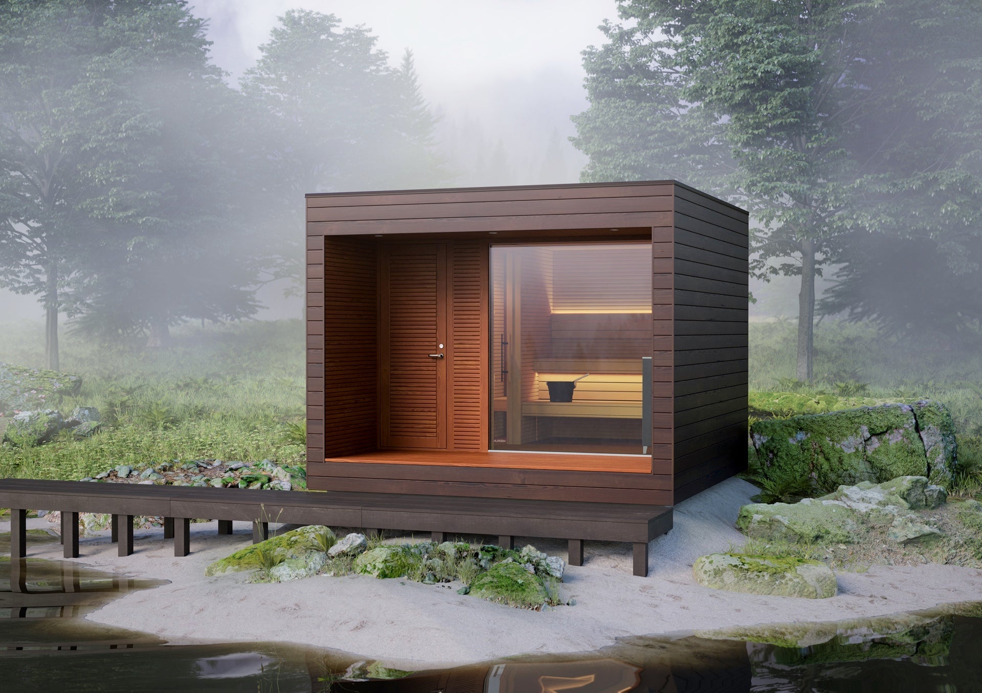 Auroom Sauna Auroom Natura Modern Outdoor Sauna with Changing Room