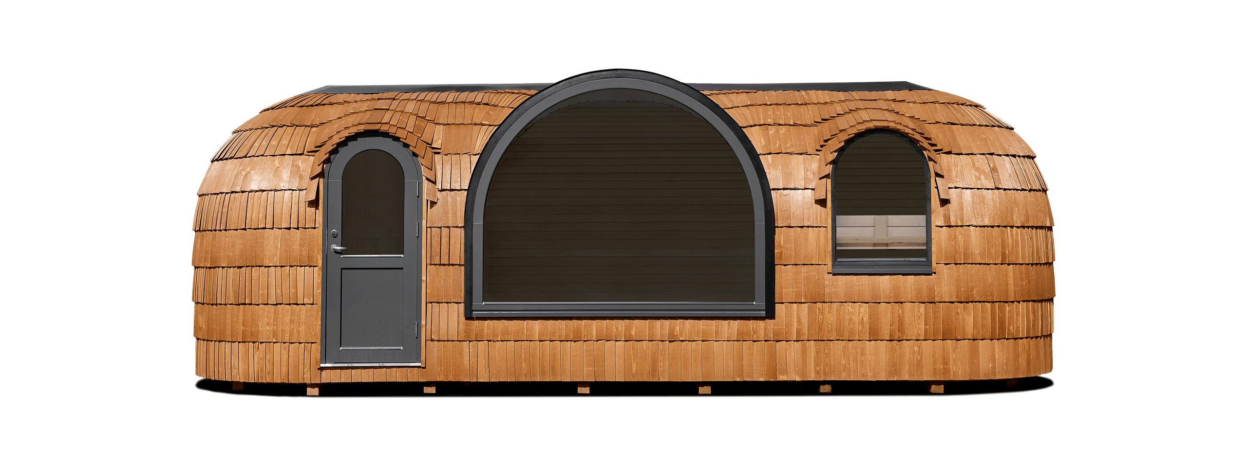 Iglucraft Panoramic Iglusauna Pre-Assembled Two-Room 4-6 Person Luxury Outdoor Sauna w/ Panoramic Window