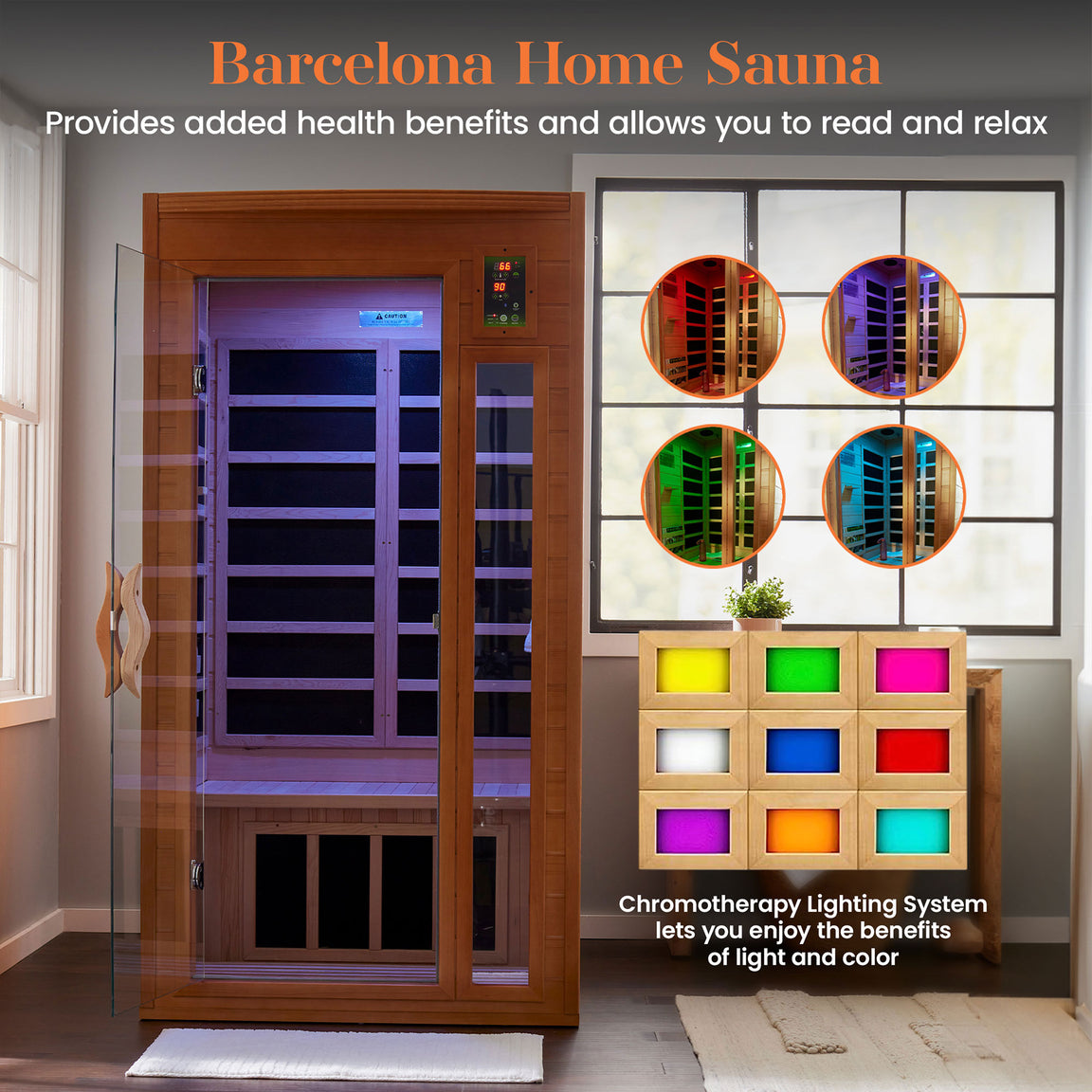 Dynamic Saunas Sauna Dynamic "Barcelona" 1-2-person Low EMF FAR Infrared Sauna DYN-6106-01