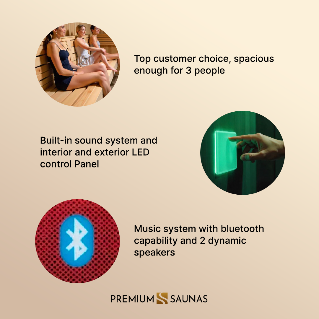 Dynamic Saunas Sauna Dynamic Lugano 3-person Ultra Low EMF FAR Infrared Sauna - DYN-6336-02 Elite