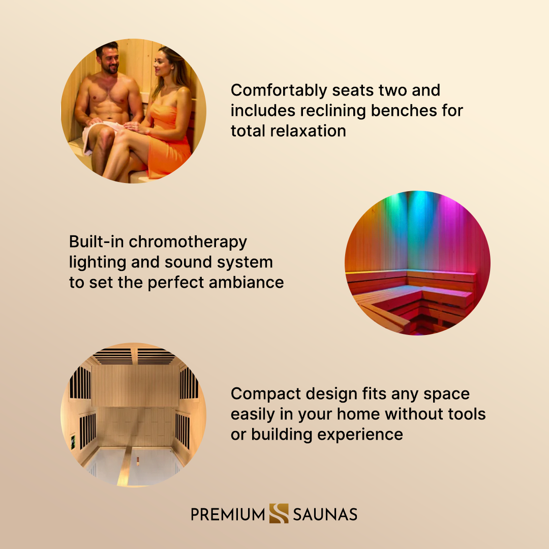 Dynamic Saunas Sauna Dynamic Santiago Elite 2-person Ultra Low EMF FAR Infrared Sauna - DYN-6209-02 Elite