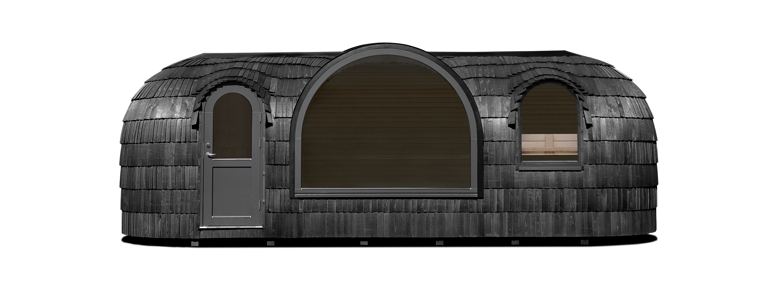 Iglucraft Panoramic Iglusauna Pre-Assembled Two-Room 4-6 Person Luxury Outdoor Sauna w/ Panoramic Window