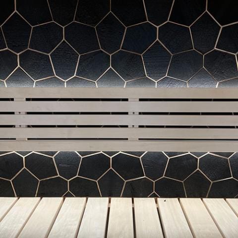 EmotionWood EmotionWood Hexagon Abachi Yakisugi Decorative Sauna Wall Panel