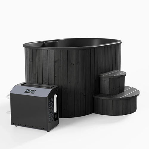 SaunaLife 2-Person Black Thermo-Pine Cold/Hot Plunge Tub - Model S2B