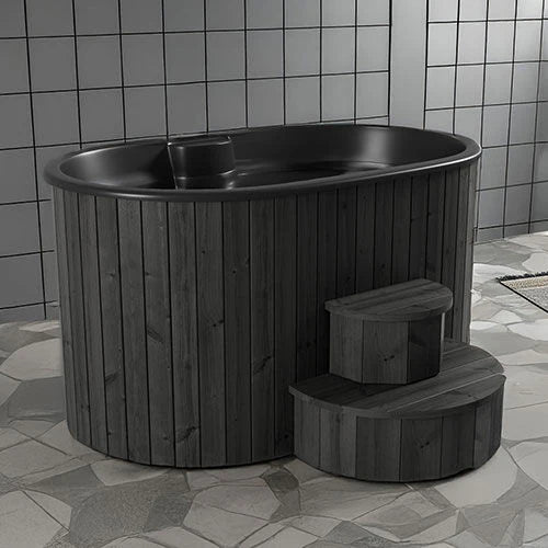 SaunaLife 2-Person Black Thermo-Pine Cold/Hot Plunge Tub - Model S2B