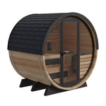Finnmark Saunas Sauna Finnmark FD-7 Outdoor Hybrid Infrared and Traditional 4-Person Thermo-Aspen Barrel Sauna