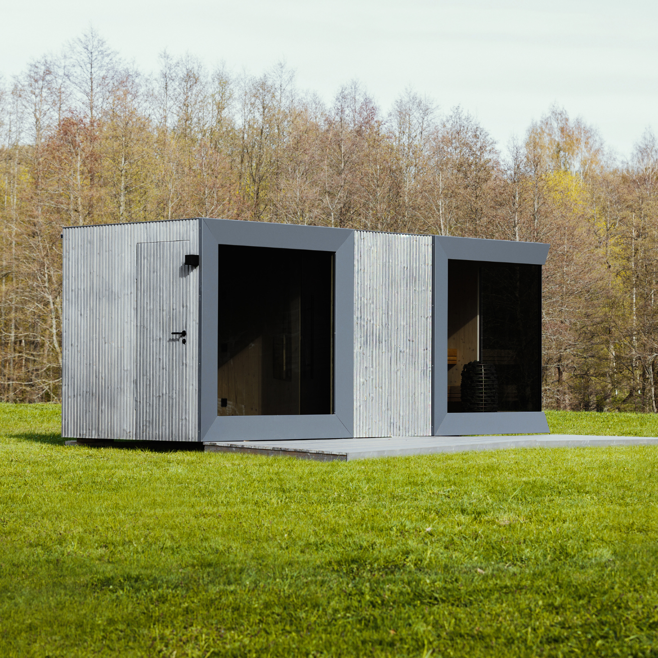 Genevas Sauna Genevas St. Moritz Pre-Assembled Outdoor Sauna with Lounge & Shower Cabin