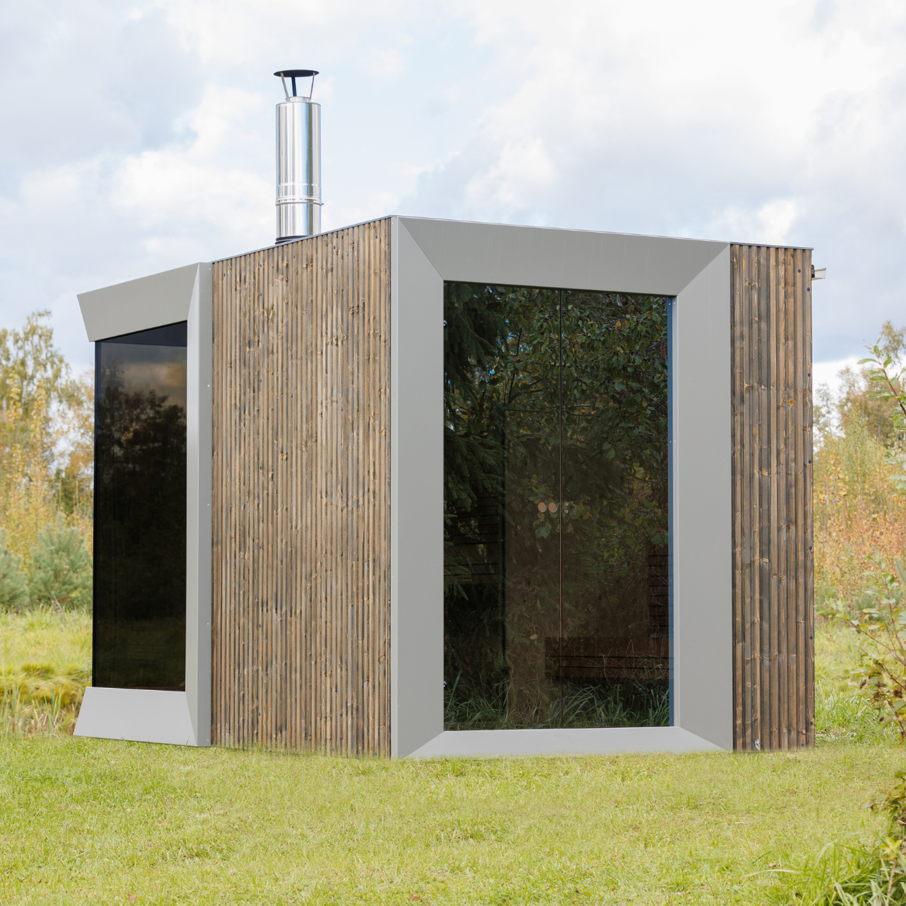 Genevas Sauna Genevas Zermatt Pre-Assembled Outdoor Sauna Cabin with Changeroom