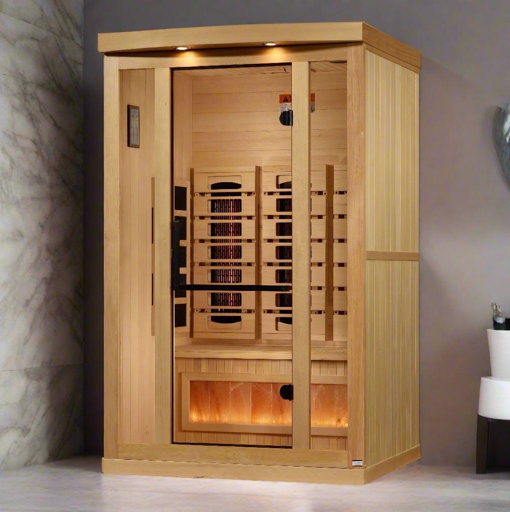 Golden Designs Sauna Golden Designs 2-Person 2025 Reserve Edition GDI-8020-03 Full Spectrum with Himalayan Salt Bar