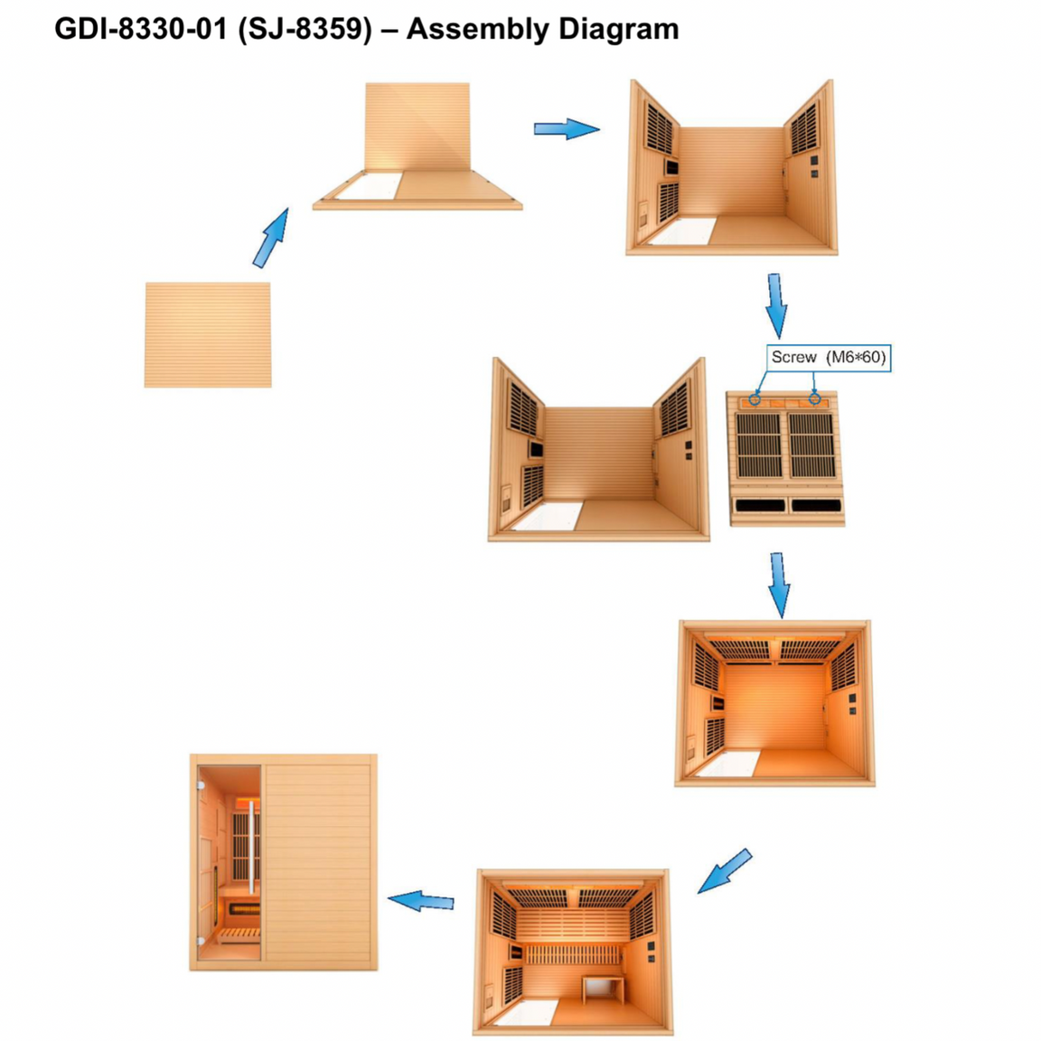 Golden Designs Sauna Golden Designs 2025 Soria GDI-8330-01 3 Person Hybrid Indoor Sauna.