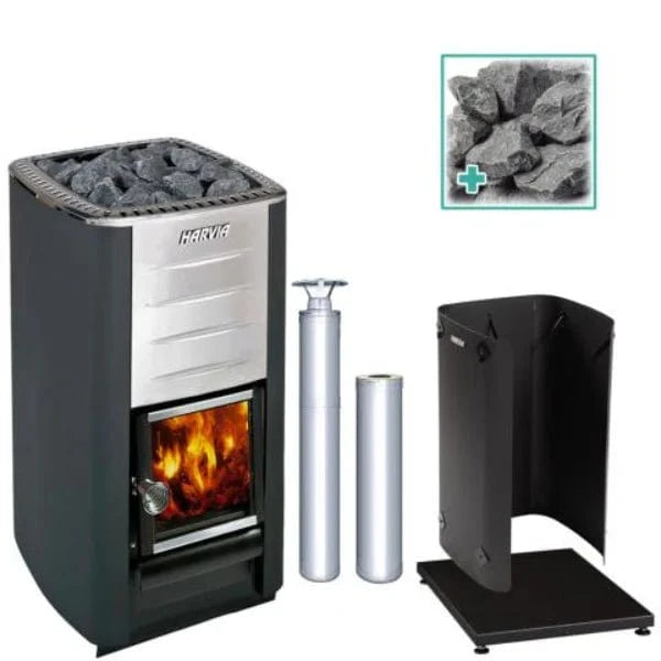 Harvia Sauna Heater Harvia M3 Wood Burning Stove Kit SS