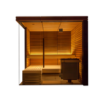 Harvia Small / Thermo-Lime Wood Interior & Exterior Harvia Lindea View Sauna Cabin