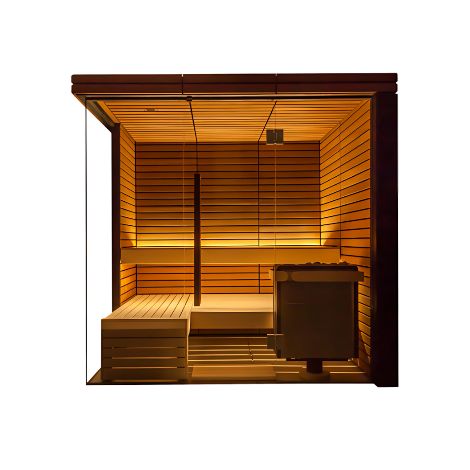 Harvia Small / Thermo-Lime Wood Interior & Exterior Harvia Lindea View Sauna Cabin