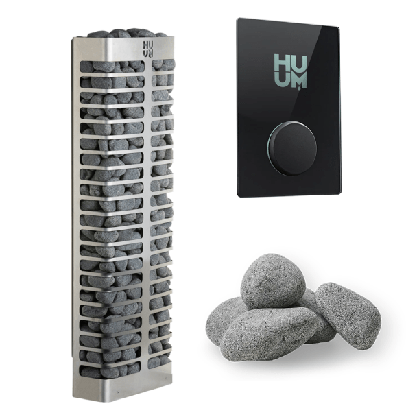 HUUM Sauna Heater UKU WiFi Glass HUUM STEEL Mini Series 3.5kW Sauna Heater Package