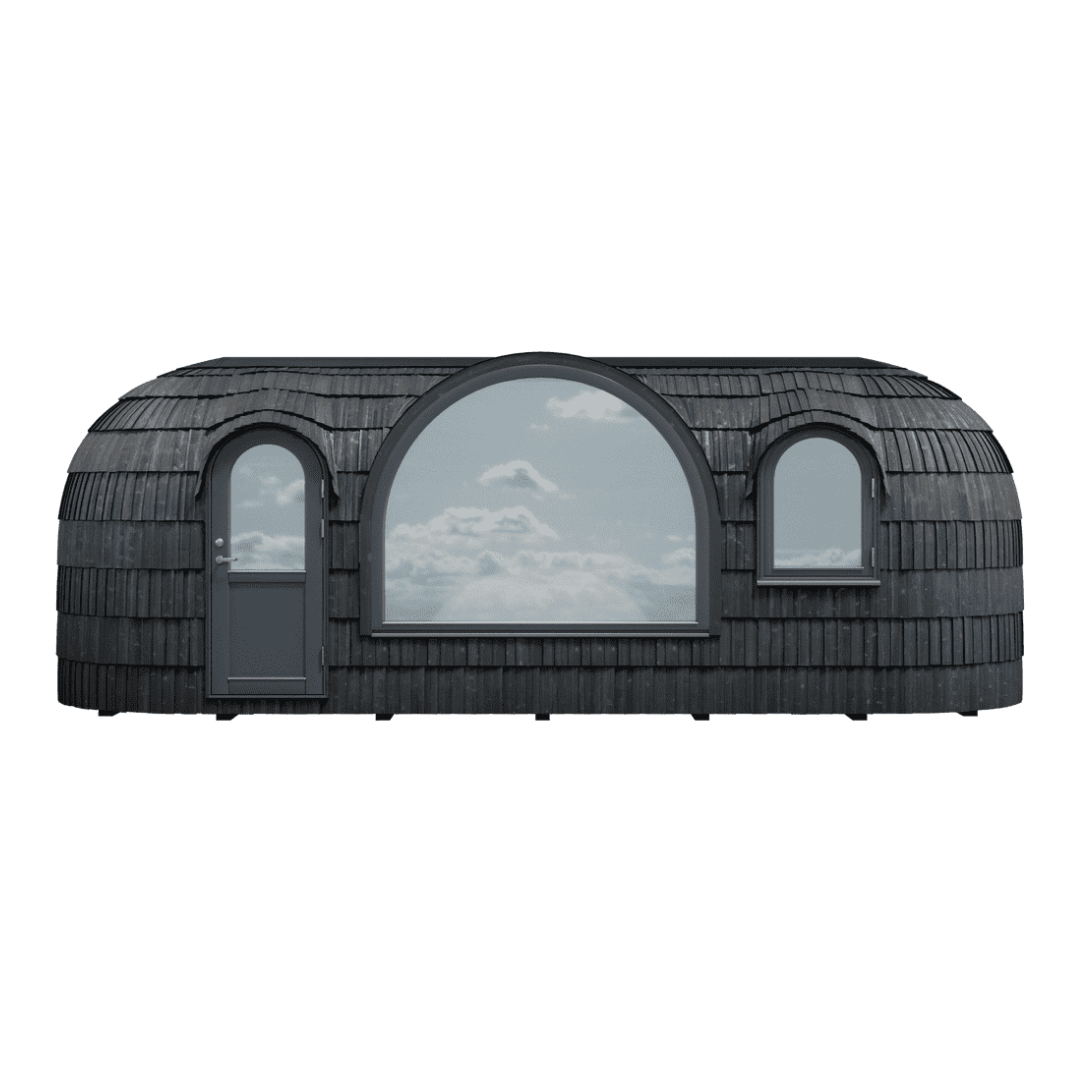Iglucraft Panoramic Iglusauna Pre-Assembled Two-Room 4-6 Person Luxury Outdoor Sauna w/ Panoramic Window