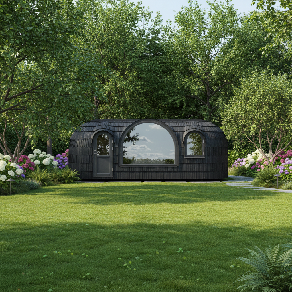 Iglucraft Panoramic Iglusauna Pre-Assembled Two-Room 4-6 Person Luxury Outdoor Sauna w/ Panoramic Window