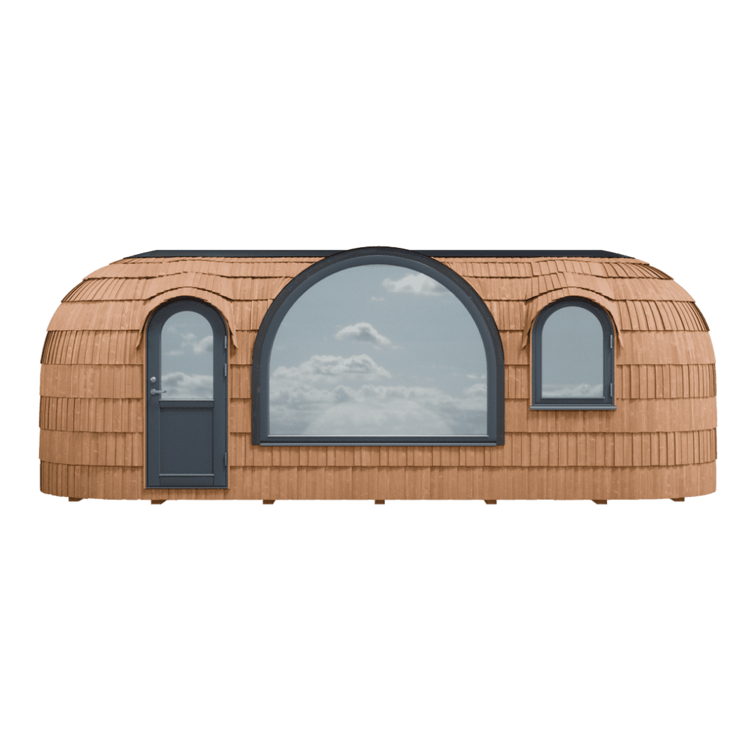 Iglucraft Panoramic Iglusauna Pre-Assembled Two-Room 4-6 Person Luxury Outdoor Sauna w/ Panoramic Window