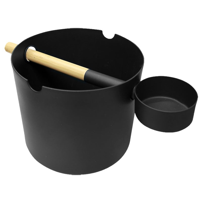 Kolo Black KOLO Premium Aluminum 1 Gallon Sauna Bucket + Bamboo Ladle