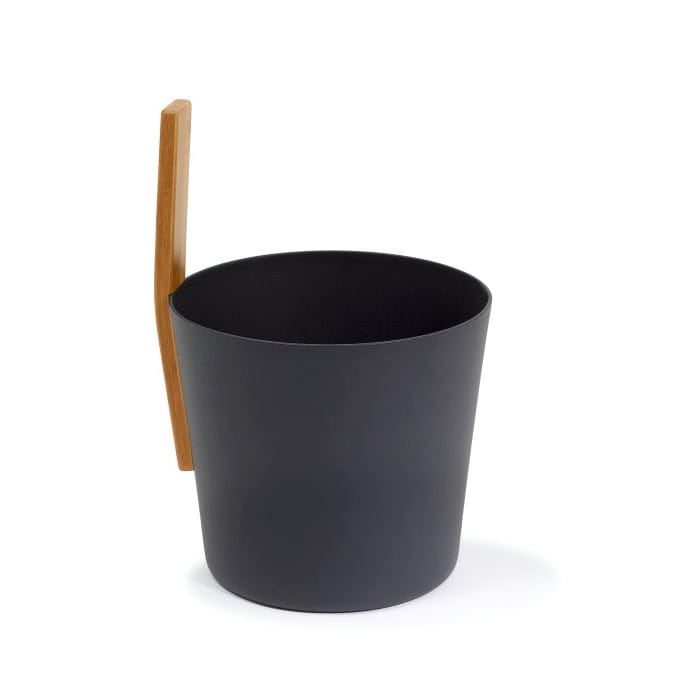 Kolo Black Kolo Sauna Bucket with a Straight Handle, Aluminum/Bamboo, 1 Gal
