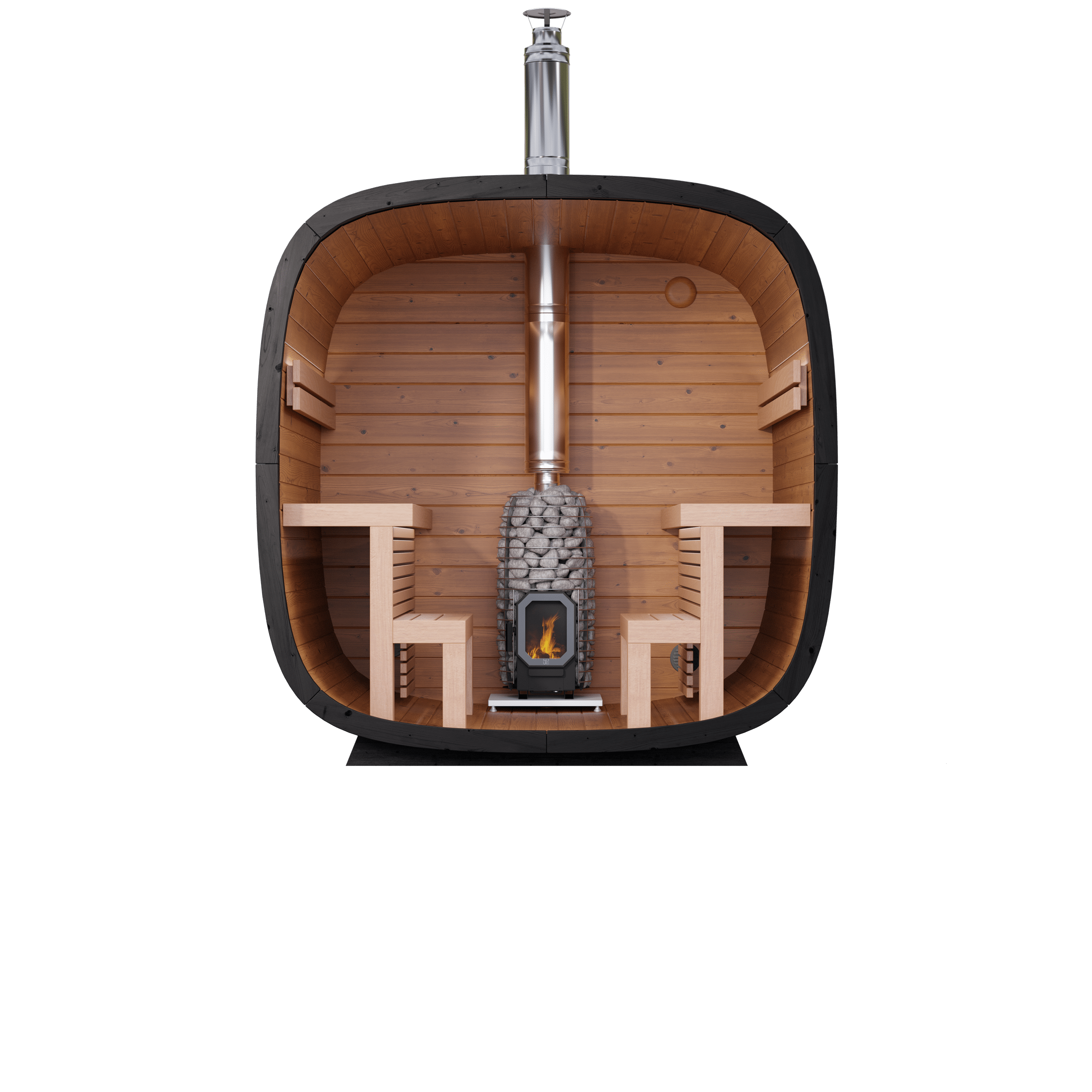 Leil Saunas Sauna Leil Black Cube Comfort 6 Person Outdoor Sauna Kit