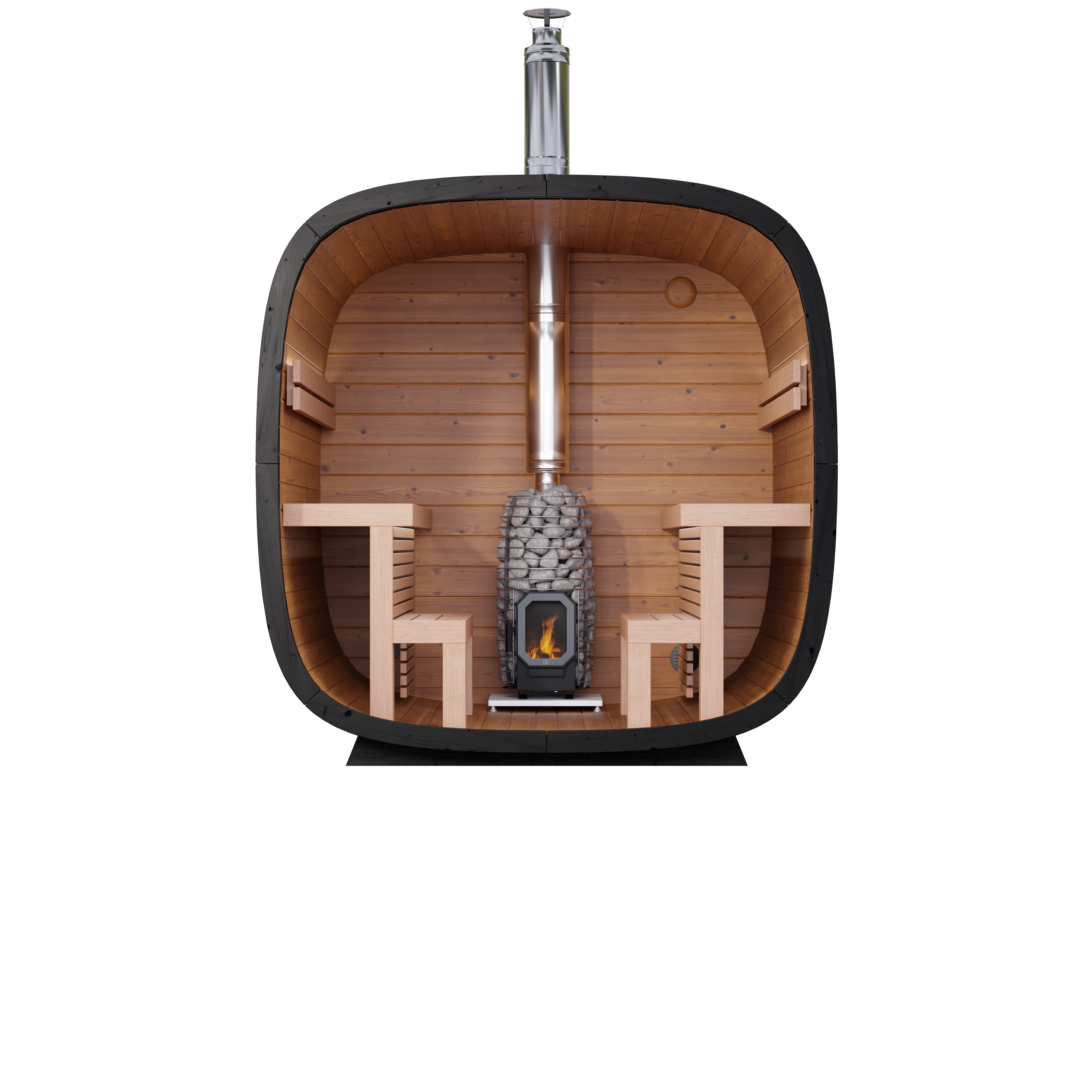 Leil Saunas Sauna Leil Black Cube Comfort 6 Person Outdoor Sauna Kit