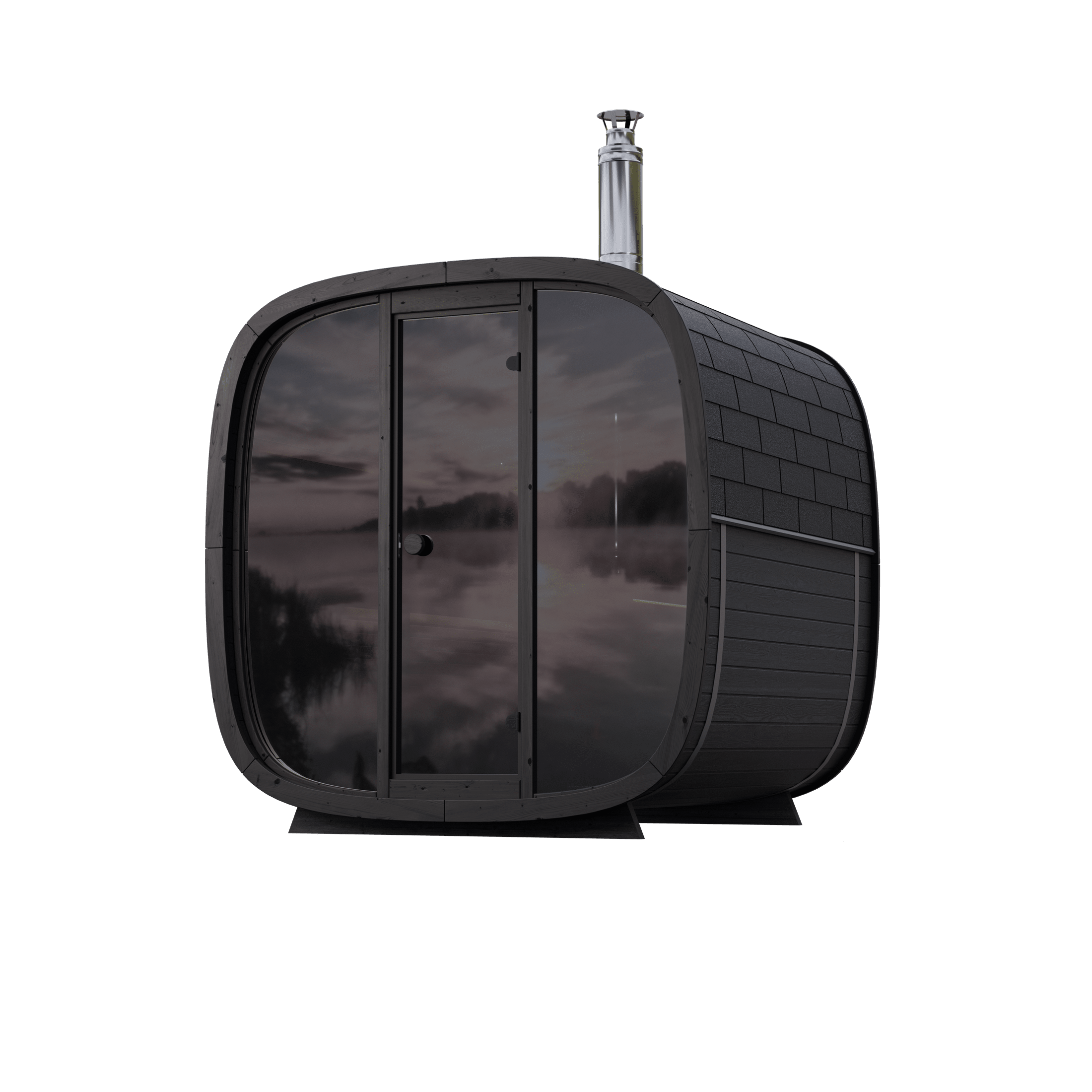 Leil Saunas Sauna Leil Black Cube Comfort 6 Person Outdoor Sauna Kit