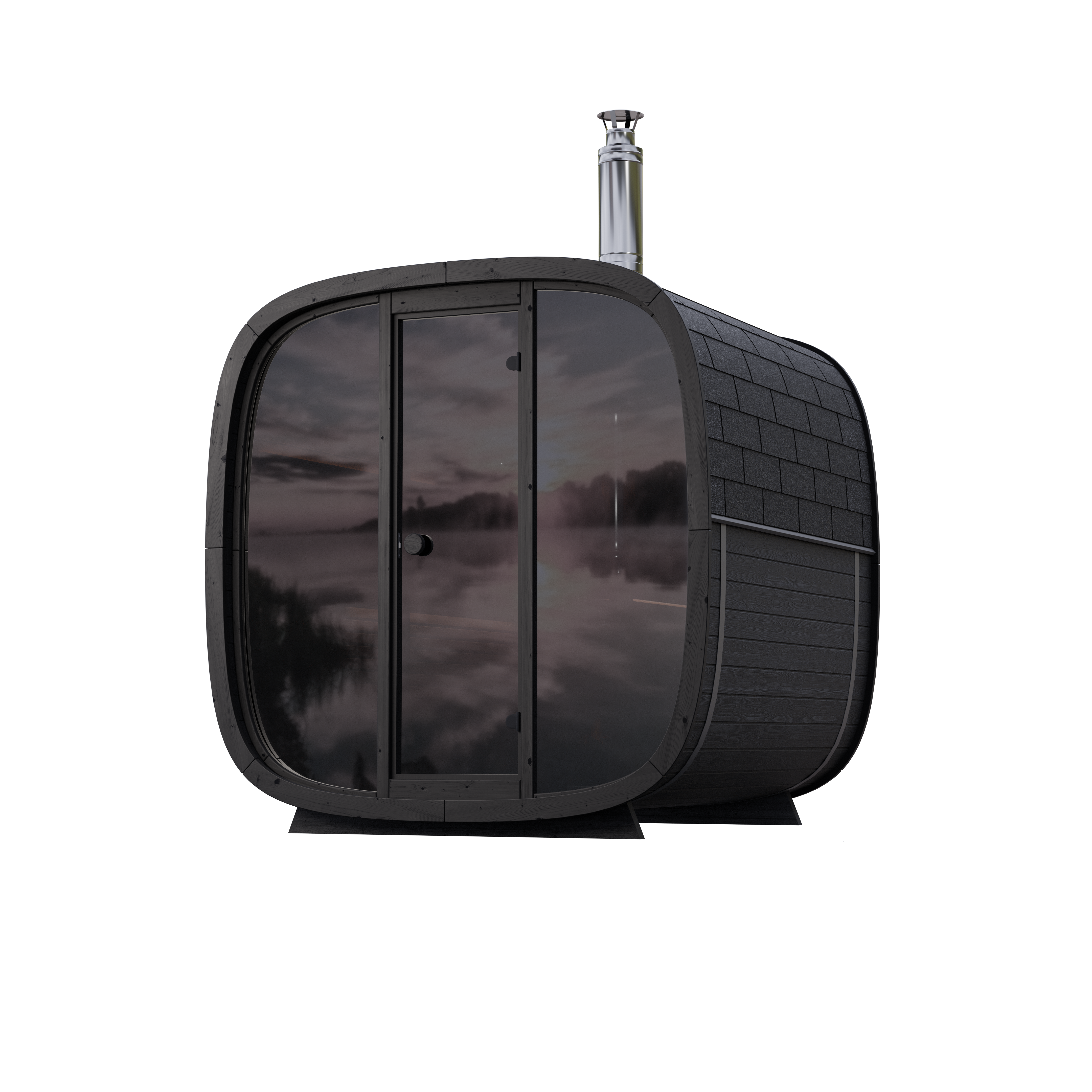 Leil Saunas Sauna Leil Black Cube Comfort 6 Person Outdoor Sauna Kit