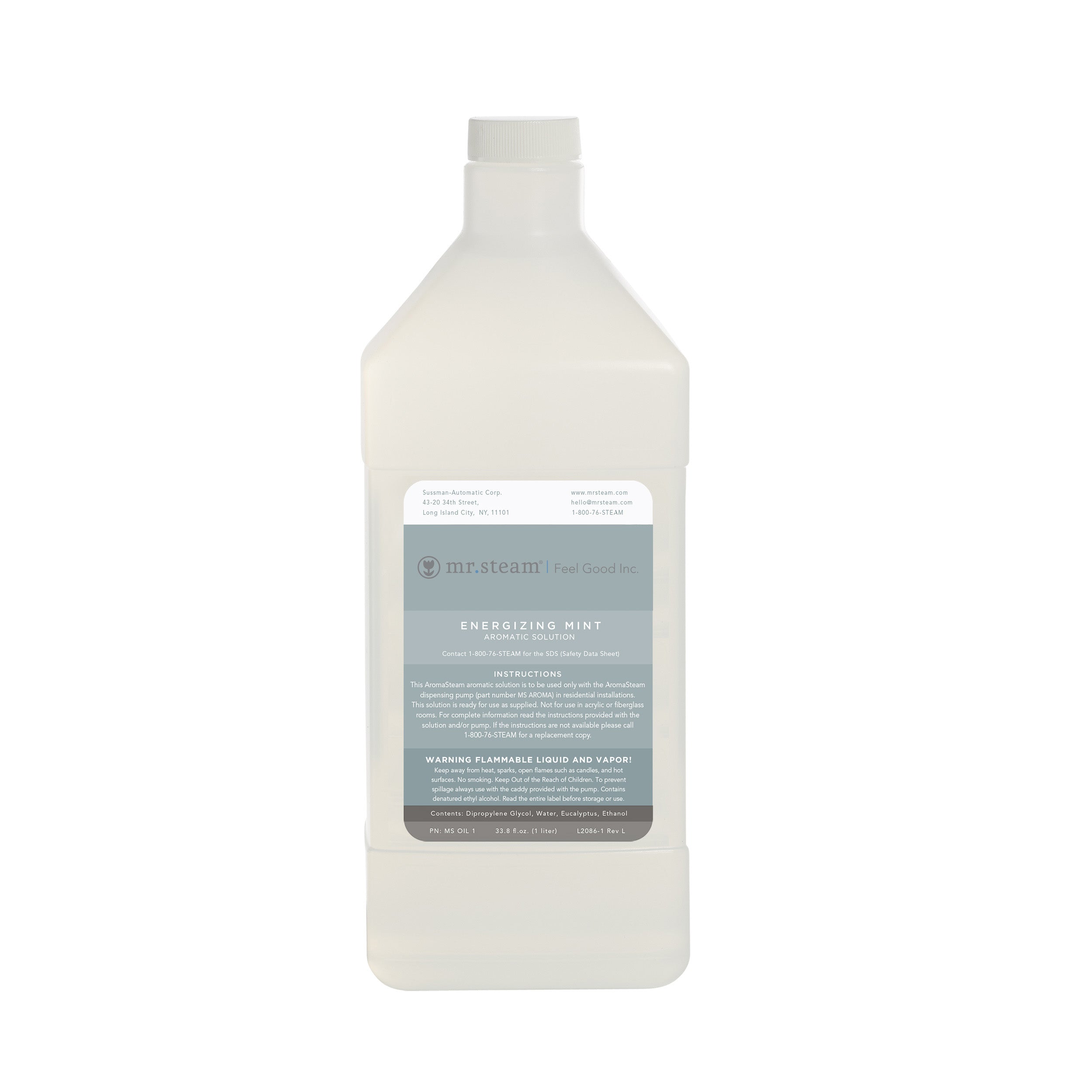 Mr. Steam Energizing Mint Mr.Steam MS-OIL Aromasteam Oil, 1 Liter Bottle