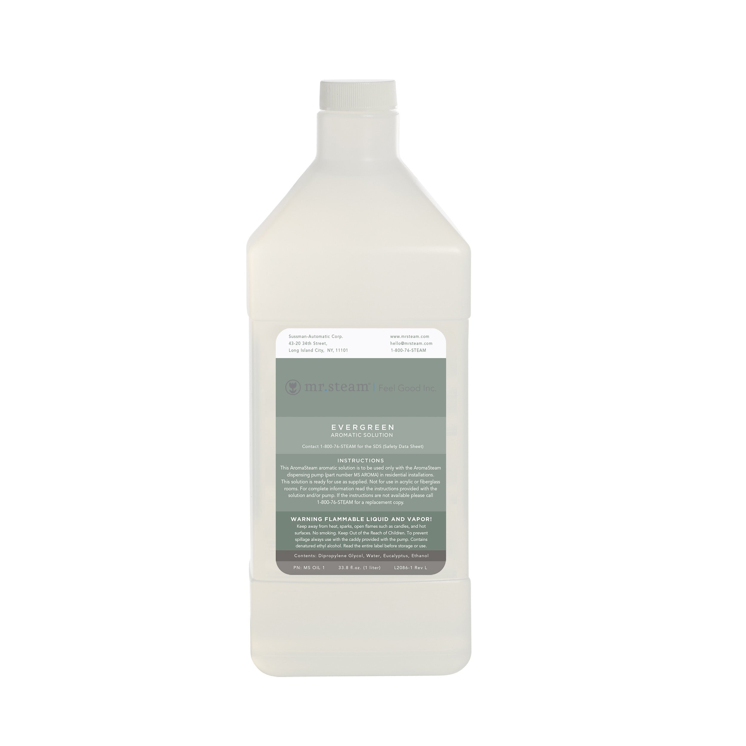 Mr. Steam Evergreen Mr.Steam MS-OIL Aromasteam Oil, 1 Liter Bottle