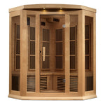 Premium Saunas Golden Designs MX-K356-01-ZF Maxxus 3-Person Corner Near Zero EMF FAR Infrared Sauna – Canadian Hemlock