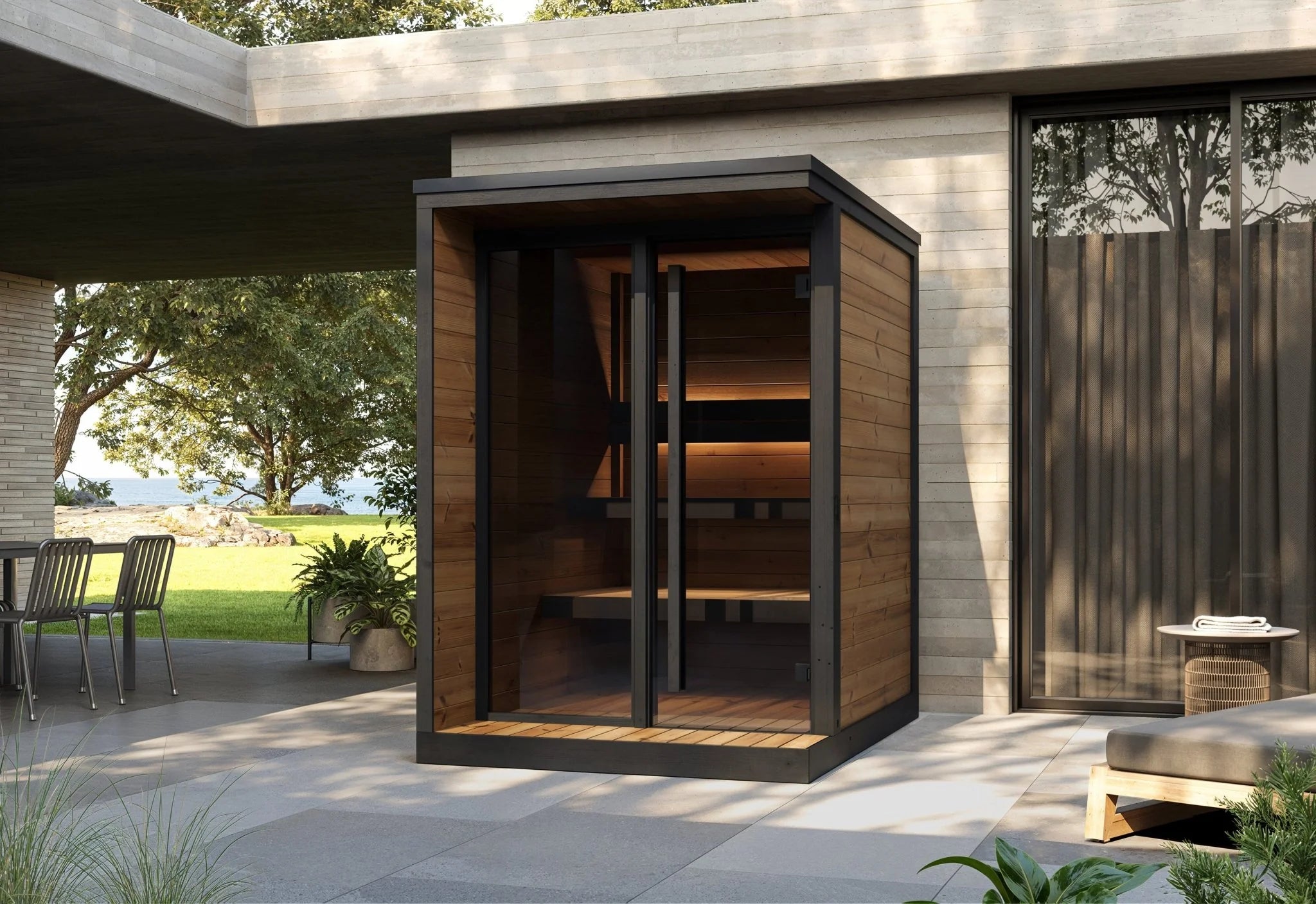 SaunaLife Model GL4 4 Person Garden Luxury Series Outdoor Sauna Kit