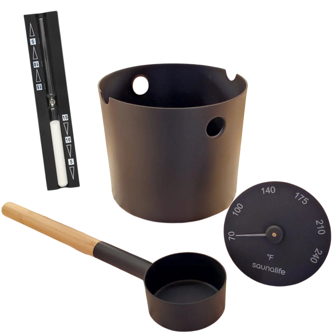 SaunaLife Accesory Package (Bucket, Ladle, Thermometer, Sand Timer)