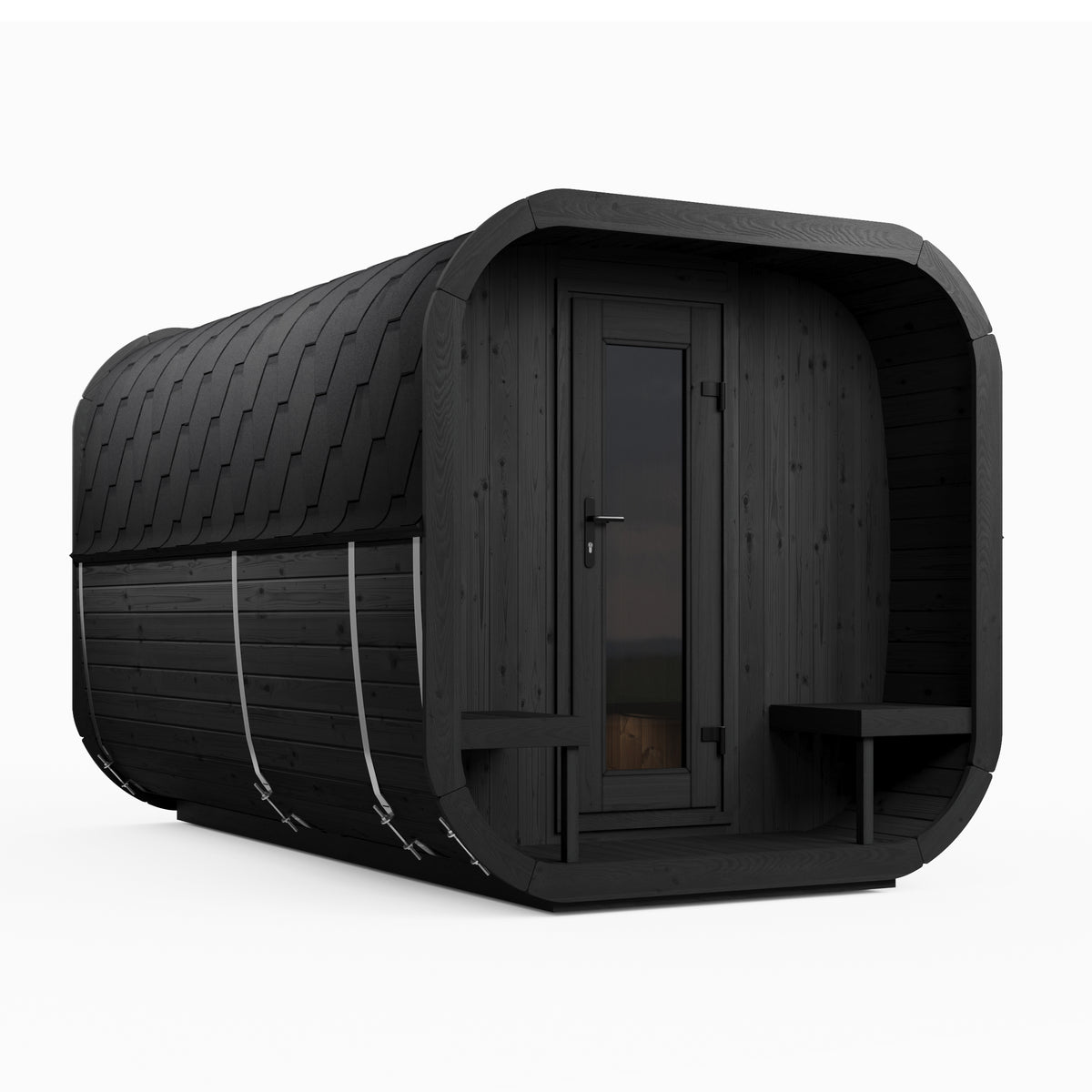 SaunaLife Sauna Black SaunaLife Model CL12GCP 8 Person Cube Series Luxury Outdoor Sauna Kit with Changeroom