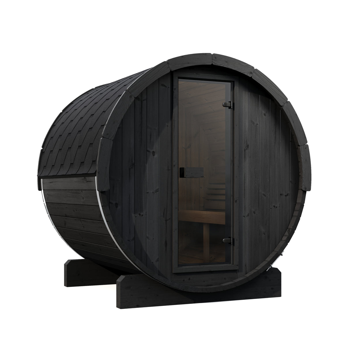 SaunaLife Sauna Black SaunaLife Model E7 4 Person Barrel Sauna