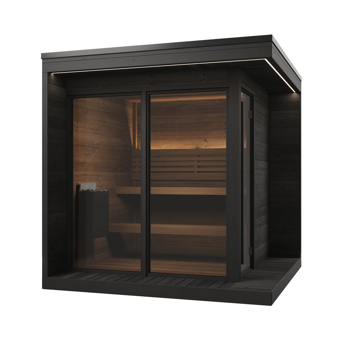 SaunaLife Sauna Black SaunaLife Model GL6 6 Person Garden Luxury Series Outdoor Sauna Kit