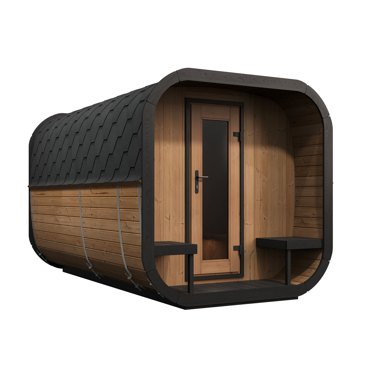 SaunaLife Sauna Natural SaunaLife Model CL12GCP 8 Person Cube Series Luxury Outdoor Sauna Kit with Changeroom