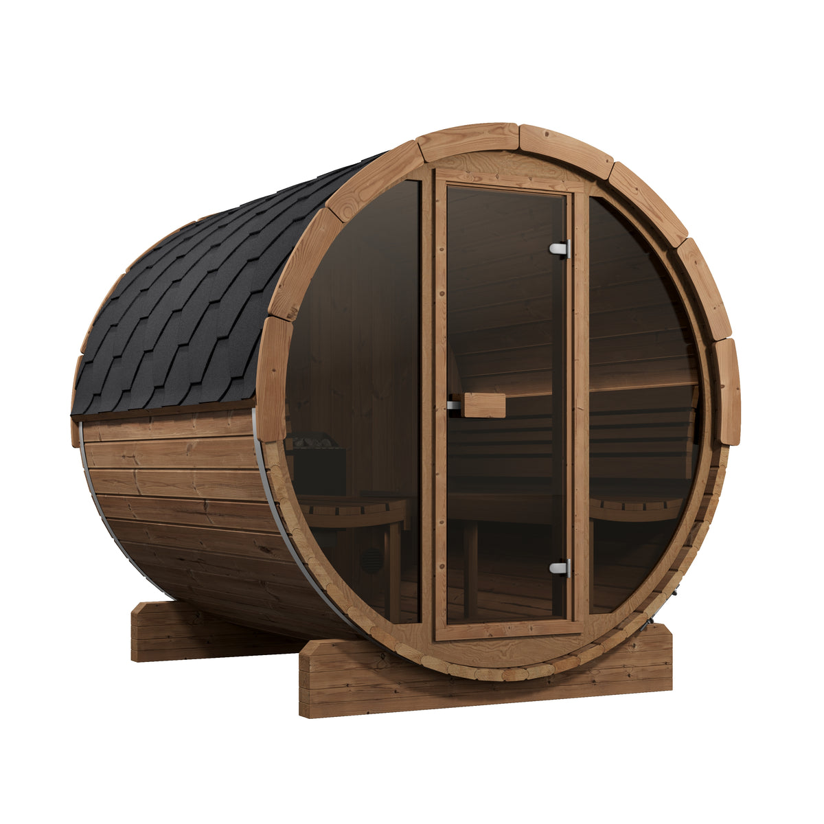 SaunaLife Sauna Natural SaunaLife Model E8G 6 Person Barrel Sauna w/ Glass Front
