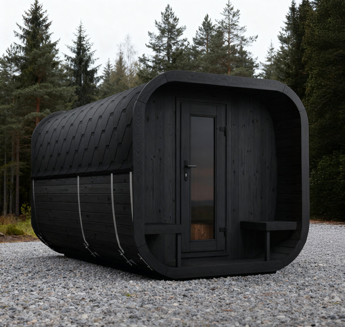 SaunaLife Sauna SaunaLife Model CL12GCP 8 Person Cube Series Luxury Outdoor Sauna Kit with Changeroom