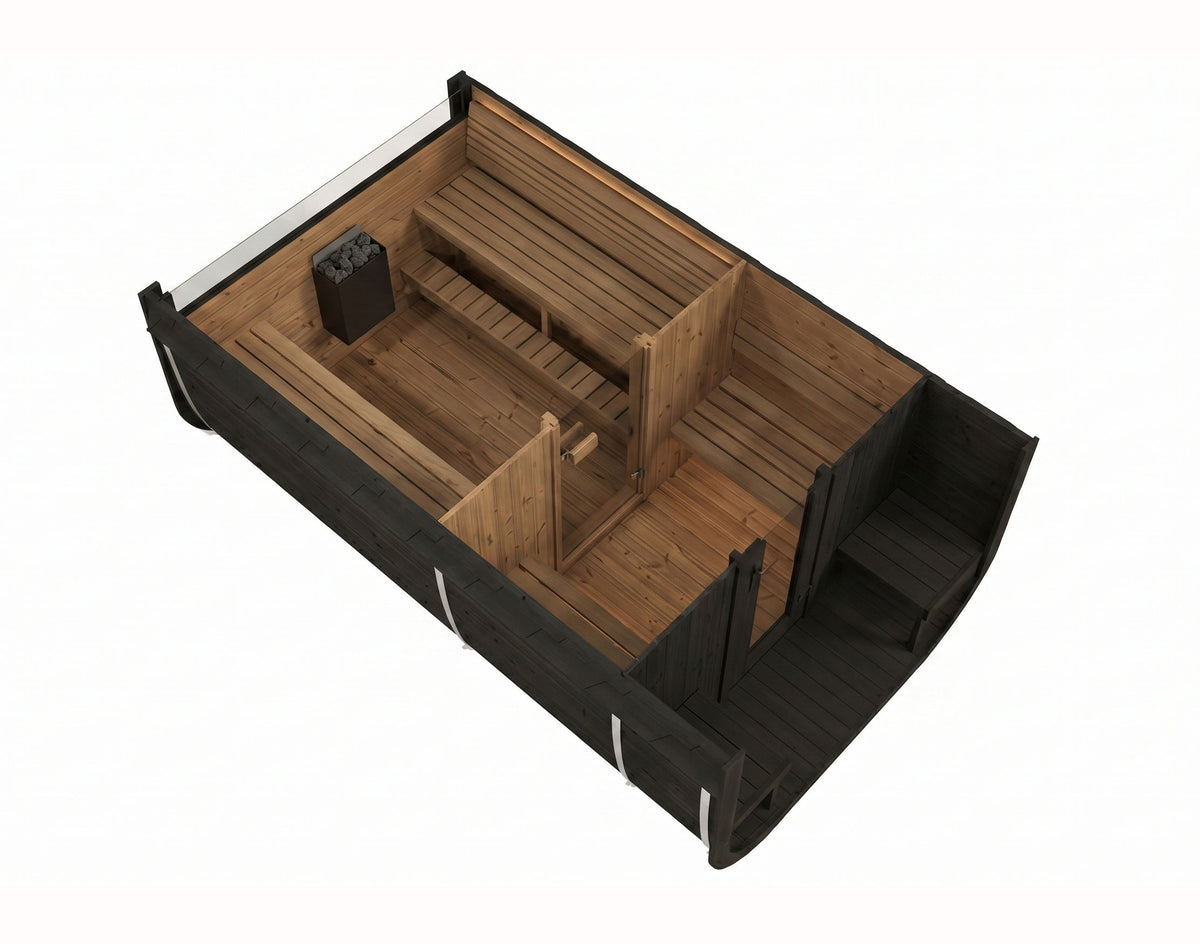 SaunaLife Sauna SaunaLife Model CL12GCP 8 Person Cube Series Luxury Outdoor Sauna Kit with Changeroom