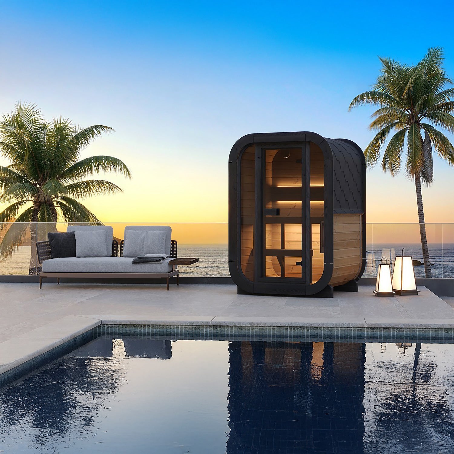 SaunaLife Sauna SaunaLife Model CL3G 1-2 Person Cube Series Outdoor Sauna Kit