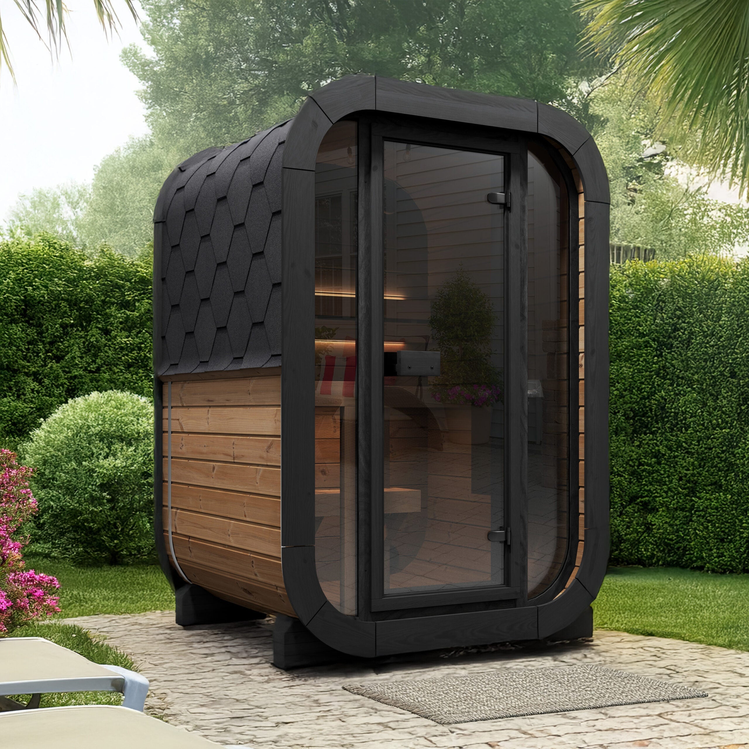 SaunaLife Sauna SaunaLife Model CL3G 1-2 Person Cube Series Outdoor Sauna Kit