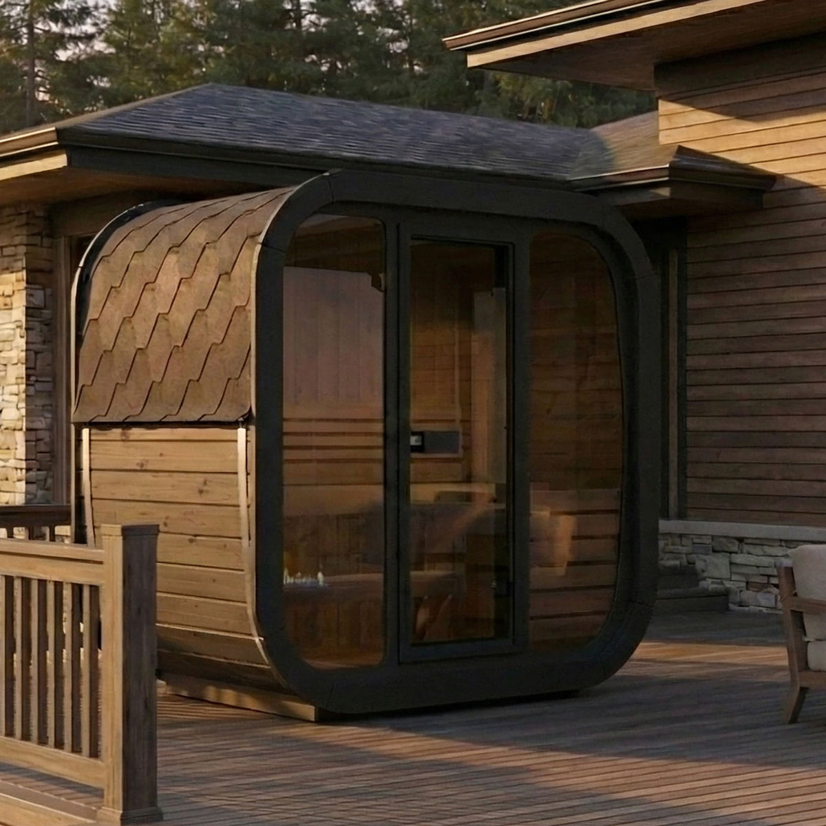 SaunaLife Sauna SaunaLife Model CL4G 3 Person Cube Series Outdoor Sauna Kit